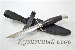 Нож "НКВД" сталь- D2, рукоять-мельхиор, черный граб.